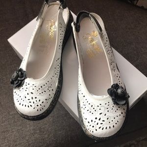 (EUC) Rieker Floral Design Lazer Cut, Sling-Back Mary Jane Flats (US 8 - 8.5)